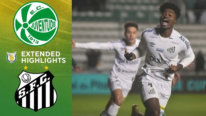 Cầu thủ của đội Santos đang hướng về phía cầu môn Juventude, sẵn sàng thực hiện cú sút xa.